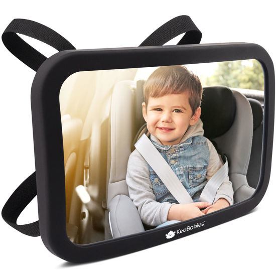 Picture of Large Shatterproof Baby Car Mirror - Safety Baby Car Seat Mirror - Baby Car Mirror for Back Seat Rear Facing Infant - Carseat Mirrors - Fully Assembled Baby Mirror For Car (Matte Black)