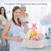 Picture of COMSE Small Woven Basket with Gift Bags and Ribbons, Gift Basket Empty, Basket for Gifts, Cotton Rope Basket for Storage, Baby Toy Basket with Handles, 12" x 8" x 5", Light pink