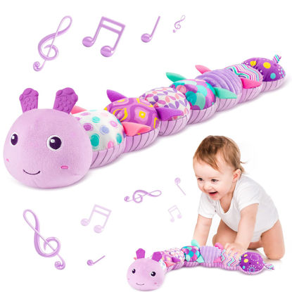 Picture of Sumobaby Infant Baby Musical Multi-Sensory Caterpillar, Stuffed Animal Activity Soft Toys, for Tummy Time Newborn 0-3-6-12 Months Girls, Purple