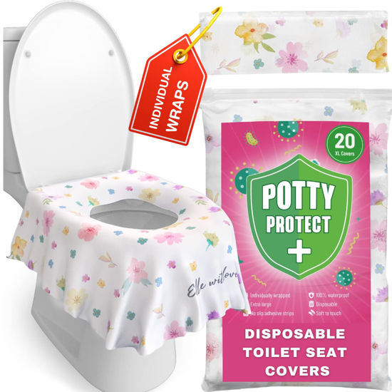 Picture of Eli with Love 20 Pack Extra Large Disposable Toilet Seat Cover (Floral) - Toddler Toilet Covers For Full Coverage On Toilet or Potty - Ideal Travel Toilet Seat Covers For Kids and Adults
