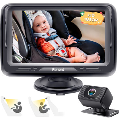 Picture of Rohent Baby Car Camera HD 1080P - Rear-Facing Infant Monitor with Night Vision, 150° Wide-Angle Lens, Anti-Glare Screen, Easy Install, 360° Adjustable Display
