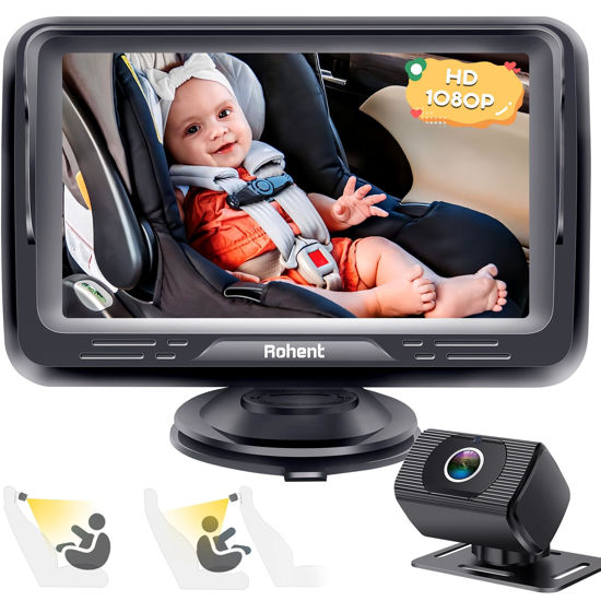 Picture of Rohent Baby Car Camera HD 1080P - Rear-Facing Infant Monitor with Night Vision, 150° Wide-Angle Lens, Anti-Glare Screen, Easy Install, 360° Adjustable Display