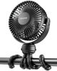Picture of Gaiatop Mini Portable Stroller Fan, Battery Operated Small Clip on, Detachable 3 Speed Rechargeable, 360° Rotate Flexible Tripod Better Cooling for Car Seat Crib Treadmill Travel Black