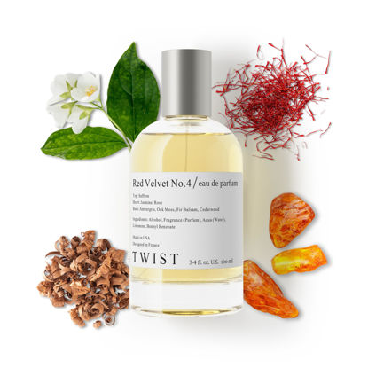 Picture of Twist - Red Velvet No. 4 - Eau De Parfum Inspired by MFK Baccarat Rouge 540, Long-Lasting Perfume For Women & Men, Paraben Free, Vegan, Clean Ingredients, Unisex - Spray 100 ml | 3.4 fl. oz.