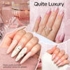 Picture of modelones Gel Nail Polish Kit with U V Light, 4 Colors Gel Mini Salon, Base&Top Coat and Stickers, Milky White Nude Pink Glitter Fall Manicure Set, DIY Home Nail Art Decoration Kit, Gift for Women