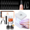 Picture of modelones Gel x Nail Kit, Nail Tips and Glue Gel Kit with Nail Glue Gel, 500Pcs Long Coffin Nail 10Sizes, Nail Dehydrator, Ultra-Portable LED Nail Lamp, Gel Nail Extension Kit Salon Gifts for Women