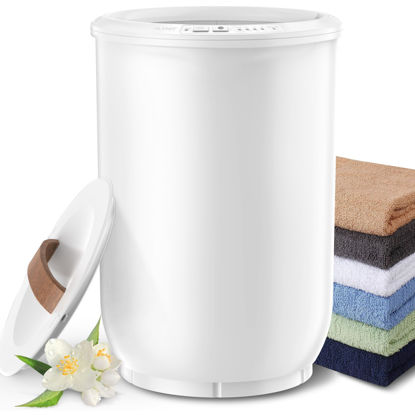 Picture of FLYHIT Large Towel Warmer for Bathroom - Heated Towel Warmers Bucket, Wood Handle, Auto Shut Off, Fits Up to Two 40"X70" Oversized Towels, Bathrobes, Blankets, Best Ideal for Mother's Gifts