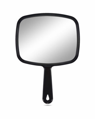 Picture of PROTECLE Large Hand Mirror, Salon Barber Hairdressing Handheld Mirror with Handle (Square Black 10.3"x7.4")
