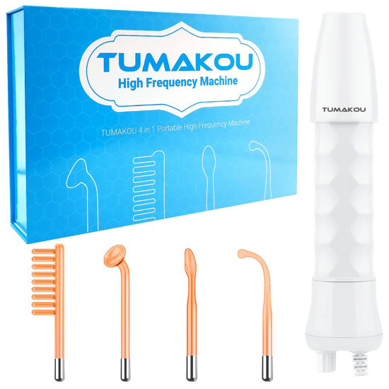 Picture of High Frequency Facial Machine - TUMAKOU Portable Handheld High Frequency Facial Skin Wand Machine with 4 Different Tubes