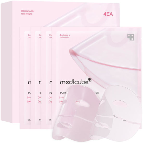 Picture of medicube Salmon DNA PDRN pink collagen jelly gel mask | overnight face mask for glass glow skin- elasticity, hydrating, firming and moisturizing | korean skincare, 28g, 4ea