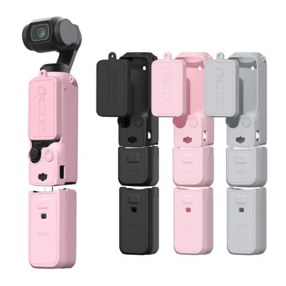 Picture of BRDRC Pocket 3 Silicone Cover, Protective Case Lens Protector Scratch-Resistant Sleeve Skin Compatible with DJI OSMO Pocket 3 Creator Combo Accessories(Pink)