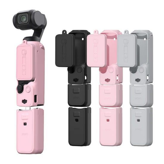Picture of BRDRC Pocket 3 Silicone Cover, Protective Case Lens Protector Scratch-Resistant Sleeve Skin Compatible with DJI OSMO Pocket 3 Creator Combo Accessories(Pink)