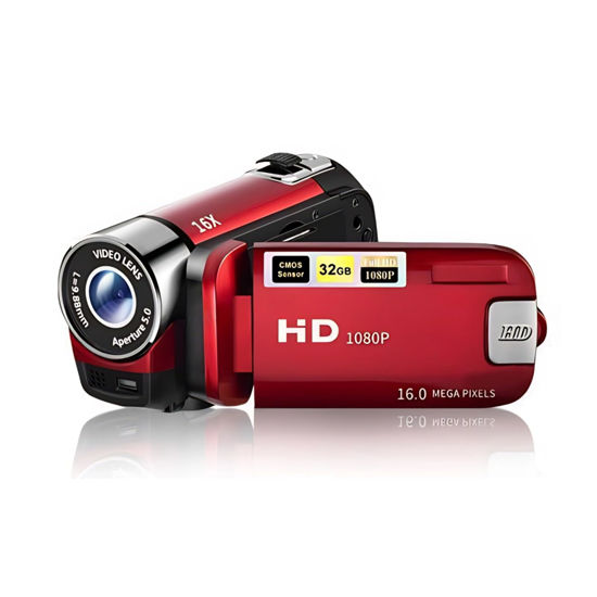 Picture of Video Camera Camcorder, 1080P 16MP DV Camera Vlogging Camera Recorder, 2.7in TFT 270 Degree Rotatable 16X Zoom Digital YouTube Camera for Teens Students Boys Girls Gift (Red)