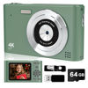Picture of Digital Camera,FHD 1080P Camera with 64GB Card,44MP Digital Point and Shoot Kids Camera with Anti Shake 16X Zoom，Portable Small Camera Gift for Kid Girl Boy Teen (Green)