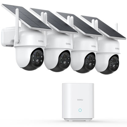 Picture of AOSU Security Cameras Outdoor Wireless, 4 Cam-Kit, No Subscription, Solar-Powered, Home Security Cameras System with 360° Pan & Tilt, Auto Tracking, 2K Color Night Vision, Easy Setup, 5G & 2.4G WiFi