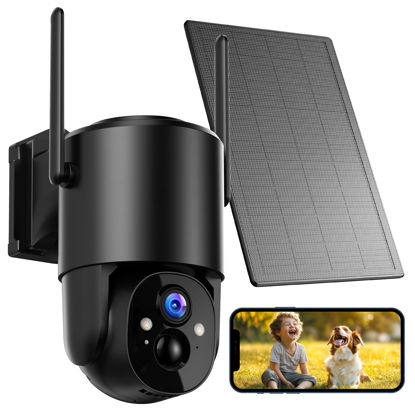 Picture of YUPBOE Security Cameras Wireless Outdoor Solar: Battery Cameras for Home Security WiFi Cameras Outdoor Surveillance Camera PTZ 360° CCTV Camera System with Floodlight Color Night Vision