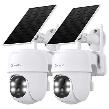 Picture of Cinnado 2K Cameras for Home Security-2.4G WiFi Outdoor Camera Wireless Solar/Battery Powered, 360° Viewing, Human Detection, Color Night Vision, Cloud/SD Storage, Works with Alexa/Google Home(2 Pack)
