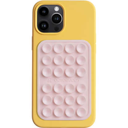 Picture of OCTOBUDDY - Silicone Suction Phone Case Adhesive Mount - Hands-Free, Strong Grip Holder for Selfies and Videos - Durable, Easy to Use - iPhone and Android Compatible - 2.25″ x 3.25″, Chalk Pink