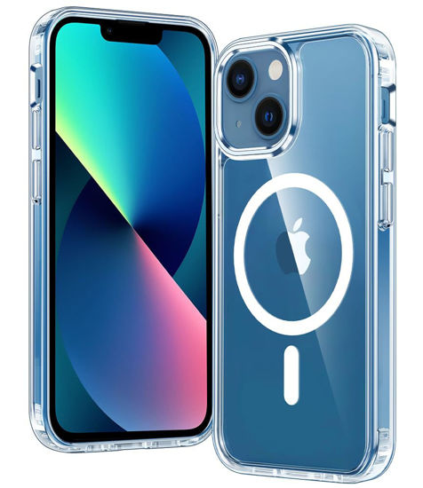 Picture of FNTCASE for iPhone 13 Mini Case: iPhone 12 Mini Magnetic Slim Clear Case | Military Grade Protective & Shockproof Drop Protection Anti-Yellowing Transparent Thin Cell Phone Cover(Clear)