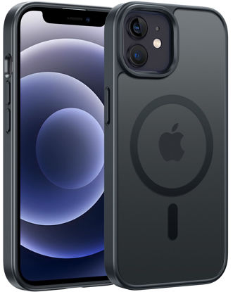 Picture of FNTCASE for iPhone 12 Phone Case: for iPhone 12 Pro Magnetic Matte Textured Military Grade Drop Protection Translucent Cell Cover - Slim Durable Shockproof Protective Bumper