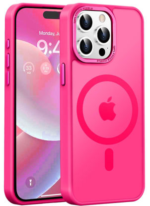 Picture of Newfuture Upgraded Magnetic for iPhone 15 Pro Max Case [Compatible with Magsafe] [Mil-Grade Protection], Pocket-Friendly, Slim Translucent Phone Case Cover for iPhone 15 Pro Max 6.7", Hot Pink