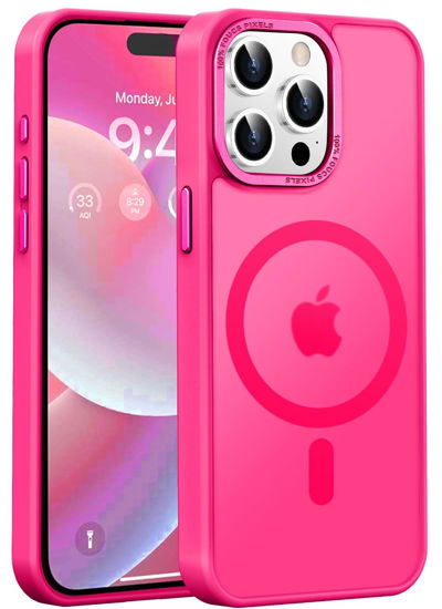 Picture of Newfuture Upgraded Magnetic for iPhone 15 Pro Max Case [Compatible with Magsafe] [Mil-Grade Protection], Pocket-Friendly, Slim Translucent Phone Case Cover for iPhone 15 Pro Max 6.7", Hot Pink