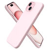 Picture of ORNARTO Compatible with iPhone 15 Case 6.1, Slim Liquid Silicone 3 Layers Full Covered Soft Gel Rubber Phone Case, Anti-Scratch Shockproof Protective Cover 6.1 Inch, Chalk Pink