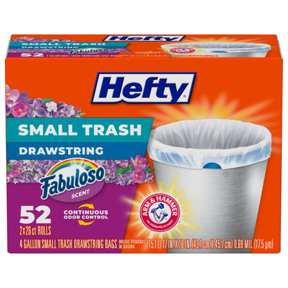 Picture of Hefty Small Trash Bags, Fabuloso Scent, 4 Gallon, 52 Count