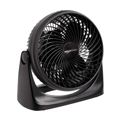 Picture of Amazon Basics 11-Inch Air Circulator Fan, Desk Fan for Bedroom, Home and Office, With 90-Degree Tilt Head, 3 Speed Settings, Lightweight (3 LBS), 35 Watts, Black, 11.1"Wx6.3"Dx10.9"H