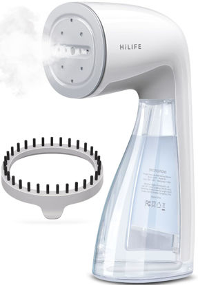 Picture of HiLIFE Steamer for Clothes, Handheld Clothes Steamer with Large 300ml Tank, 1100W Clothing Steamer, Fabric Wrinkle Remover, Portable & Compact Travel Size Garment Steamer ONLY FOR 120V (White)