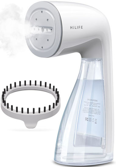 Picture of HiLIFE Steamer for Clothes, Handheld Clothes Steamer with Large 300ml Tank, 1100W Clothing Steamer, Fabric Wrinkle Remover, Portable & Compact Travel Size Garment Steamer ONLY FOR 120V (White)