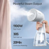 Picture of HiLIFE Steamer for Clothes, Handheld Clothes Steamer with Large 300ml Tank, 1100W Clothing Steamer, Fabric Wrinkle Remover, Portable & Compact Travel Size Garment Steamer ONLY FOR 120V (White)