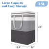 Picture of BlissTotes 3-Pack Laundry Basket, Freestanding＆Waterproof Laundry Hamper, Collapsible Tall Clothes Hamper with Easy Carry Handles for Clothes, Towels in the Family and Dorm,Gradient Grey,75L