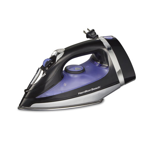 Picture of Hamilton Beach Steam Iron for Clothes & Garment Steamer with Smooth Press Stainless Steel Soleplate, 1200 Watts, 8’ Retractable Cord, Black (14214)