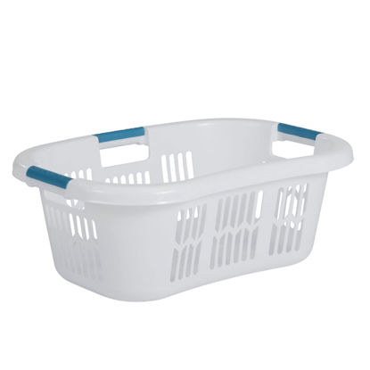 Picture of Rubbermaid Laundry Basket, XL Hip-Hugger Basket, 2.1-Bushel, White, Laundry, Storage/Bathroom/Bedroom/Home Closet