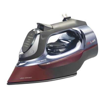 Picture of CHI Steam Iron for Clothes with 8’ Retractable Cord, 1700 Watts, 3-Way Auto Shutoff, 400+ Holes, Professional Grade, Temperature Control Dial, Lava Infused Ceramic Soleplate, Black (13113)