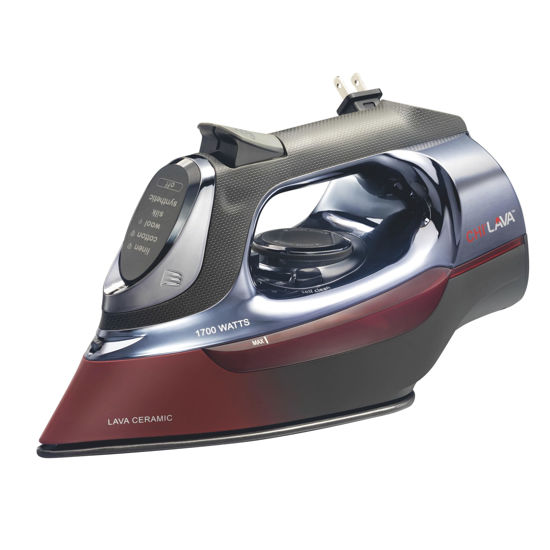 Picture of CHI Steam Iron for Clothes with 8’ Retractable Cord, 1700 Watts, 3-Way Auto Shutoff, 400+ Holes, Professional Grade, Temperature Control Dial, Lava Infused Ceramic Soleplate, Black (13113)