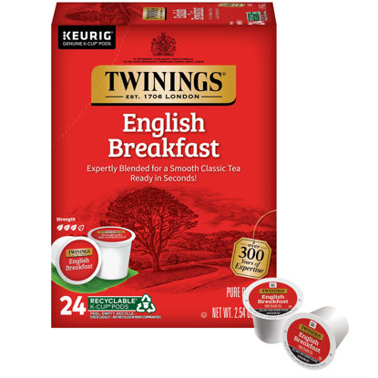 Picture of Twinings English Breakfast Black Tea K-Cup Pods for Keurig, 24 Count (Pack of 1), Smooth, Flavourful, Robust, Caffeinated, Enjoy Hot or Iced | Packaging May Vary