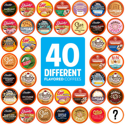 Picture of Two Rivers Coffee Flavored Coffee Pods Compatible with Keurig K Cup Brewers, Assorted Variety Pack Flavored Coffee, 40 Count