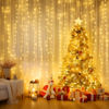Picture of Minetom Curtain Lights, 300 LED Dimmable Fairy Lights with Remote and Timer, 8 Modes, USB Powered String Lights for Room Wall Party Xmas Indoor Decor, Warm White