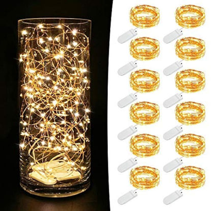 Picture of MUMUXI 12 Pack 7.2ft Fairy Lights Battery Operated String Lights, 20 Mini LEDs for Centerpiece Table Decorations, Wedding Party Bedroom Mason Jar Christmas Decor, Warm White