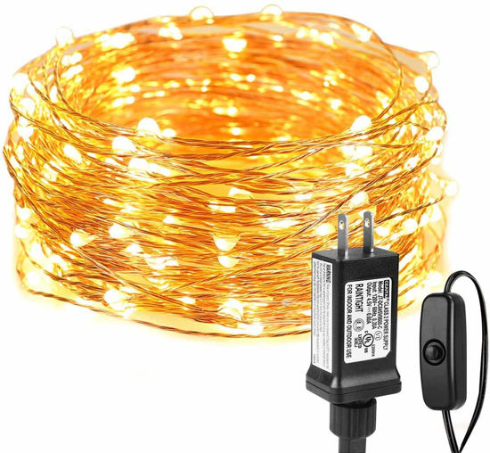 Picture of Lighting EVER Fairy Lights Plug in, 33ft 100 LED String Lights for Bedroom, Warm White Copper Wire Lights, Waterproof Indoor Outdoor Decorative Fairy Lights for Patio, Garden, Balcony, Vases, Craft