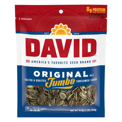 Picture of DAVID Roasted and Salted Original Jumbo Sunflower Seeds, 16 oz