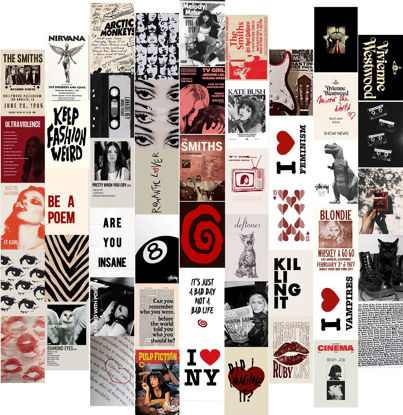 Picture of 50Pcs Downtown Girl Room Decor, Y2k Wall Art Prints for Bedroom, Coquette Wall Collage Kit for Room Aesthetic, 4"x6" Vintage Photo Collage Kit Pictures , Retro Rockstar Posters Wall Decor Dorm Decor