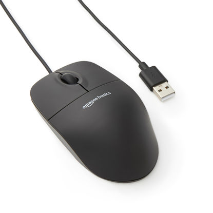 Picture of Amazon Basics Responsive and Precise 3-Button Wired USB Computer Mouse with Scrolling and Tracking, Single, Black