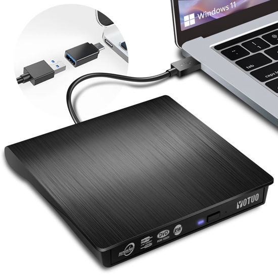 Picture of YOTUO External DVD Drive, Portable USB 3.0 CD +/-RW Drive DVD Player for ROM Rewriter Burner for Laptop Desktop, Compatible with Windows 7/8/10/11 Mac MacBook Pro/Air… (DVD Burner)