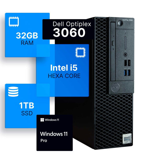 Picture of Dell Optiplex 3060 Desktop Computer | Intel i5-8500 (3.2) | 32GB DDR4 RAM | 1TB SSD Solid State | Windows 11 Professional | Home or Office PC (Renewed)