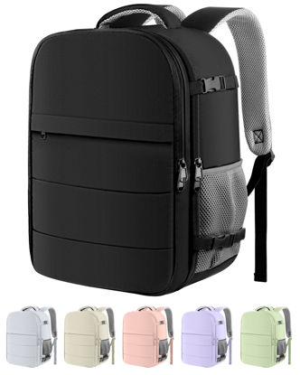 Picture of HOTOR Travel Backpack - Flight Approved Travel Bag for Men and Women, Carry on Luggage for 15.6" Laptop and Travel Essentials for Work, Business, Weekender, College 11.8"x7.9"x17.3" (Black)