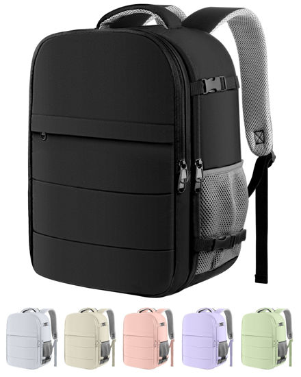 Picture of HOTOR Travel Backpack - Flight Approved Travel Bag for Men and Women, Carry on Luggage for 15.6" Laptop and Travel Essentials for Work, Business, Weekender, College 11.8"x7.9"x17.3" (Black)