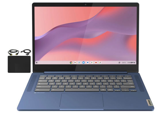 Picture of Lenovo Flagship Chromebook, 14'' FHD Touchscreen Slim Thin Light Laptop Computer, 8-Core MediaTek Kompanio 520 Processor, 4GB RAM, 64GB eMMC, WiFi 6,Chrome OS, Abyss Blue